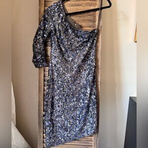 Alice + Olivia Asymmetrical Sequin One-Shoulder Dress